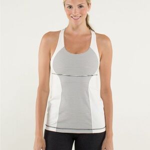 lululemon athletica energy White and gray Striped Tank Top